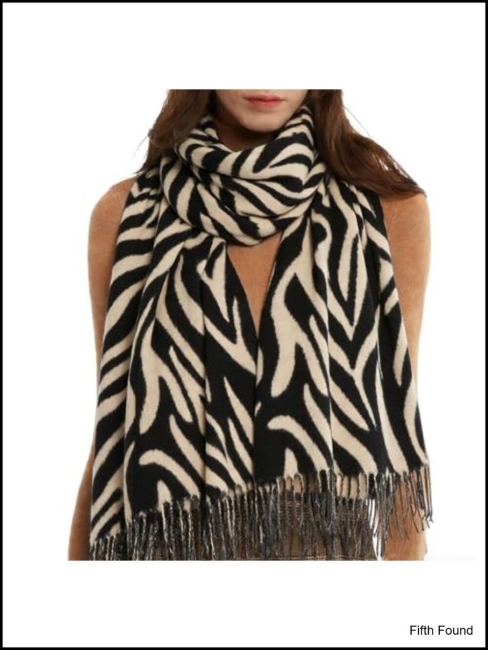Womens Winter Zebra Print Scarf Warm Soft Blanket Shawl Wrap with Tassels